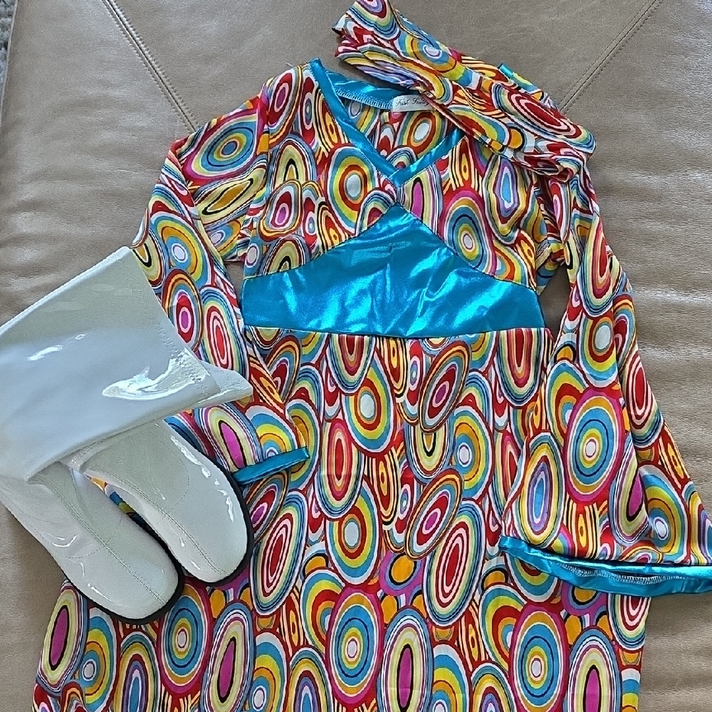 Groovy Girl Dress, Headband, Boot Halloween Set